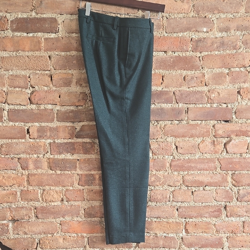 Women's Straight Green Wool Pants